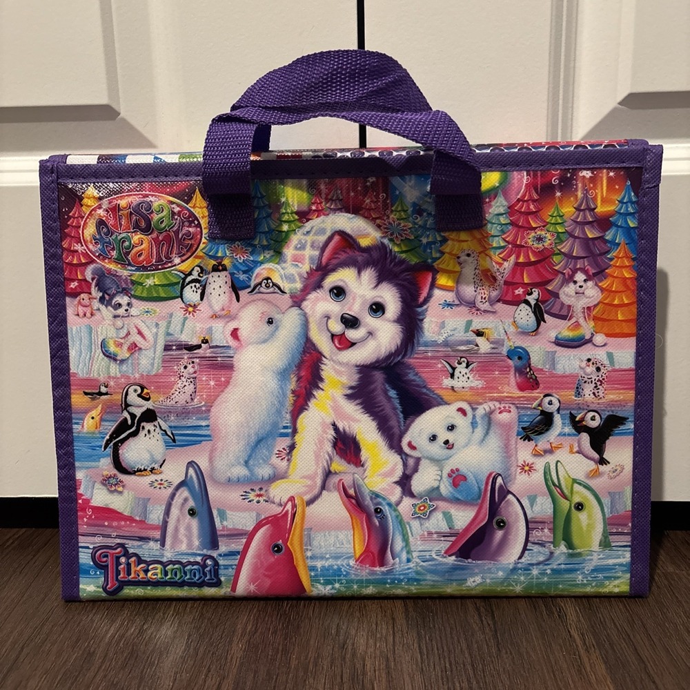 Lisa Frank Puppies Unicorns Trifold Flip Out Organizer Crayons Stickers Puzzles
